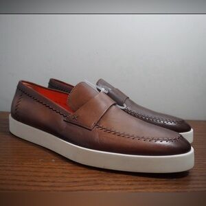 Santoni Men's Brown Calfskin Loafers